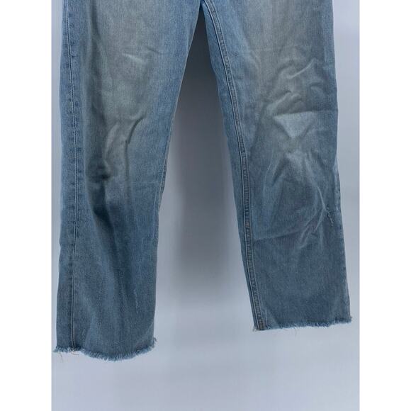 ZARA Women's Light Wash Blue Denim Straight-Leg Raw-Hem Five-Pocket Jeans SZ 4 - Picture 4 of 8